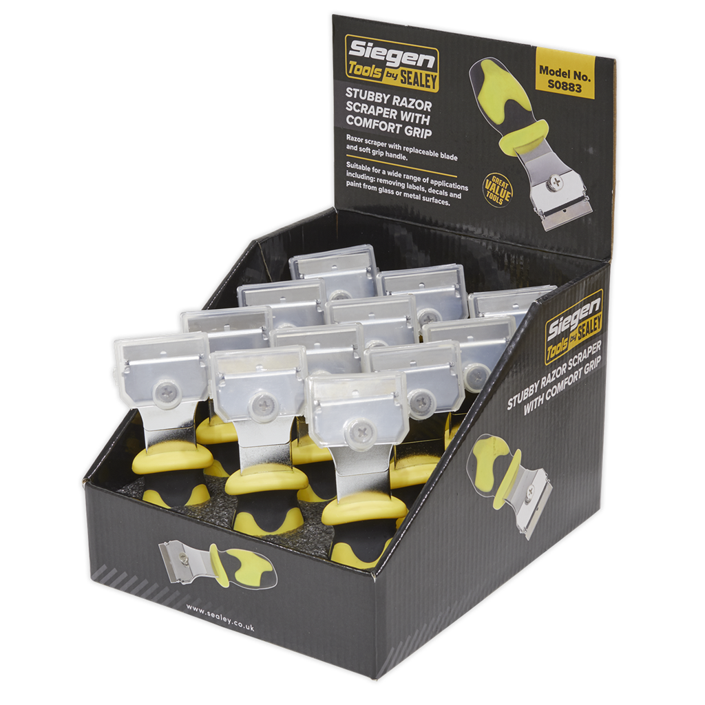 Siegen Razor Scraper with Comfort Grip - Display Box of 12