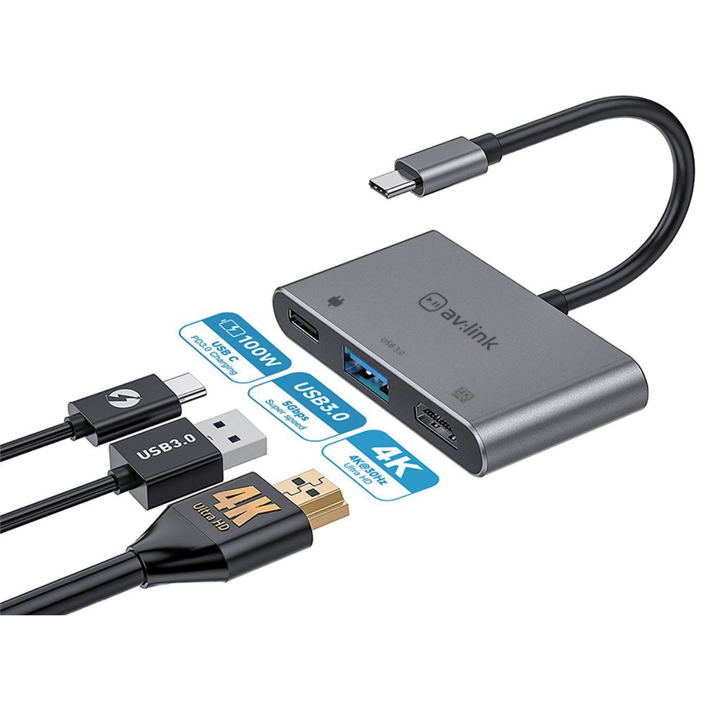 3 Port Slim USB3.0 Type-C Hub