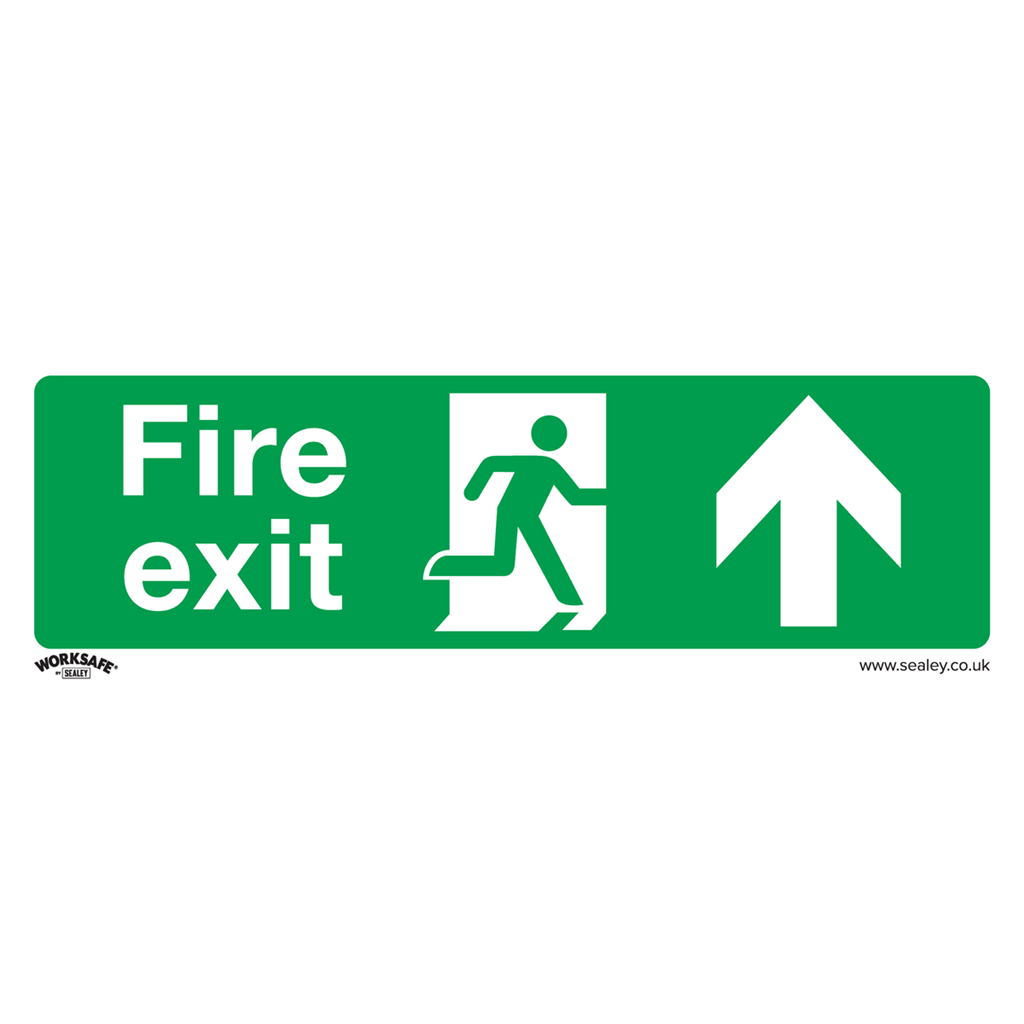 Worksafe&#174; Fire Exit (Up) Safety Sign - Self-Adhesive Vinyl