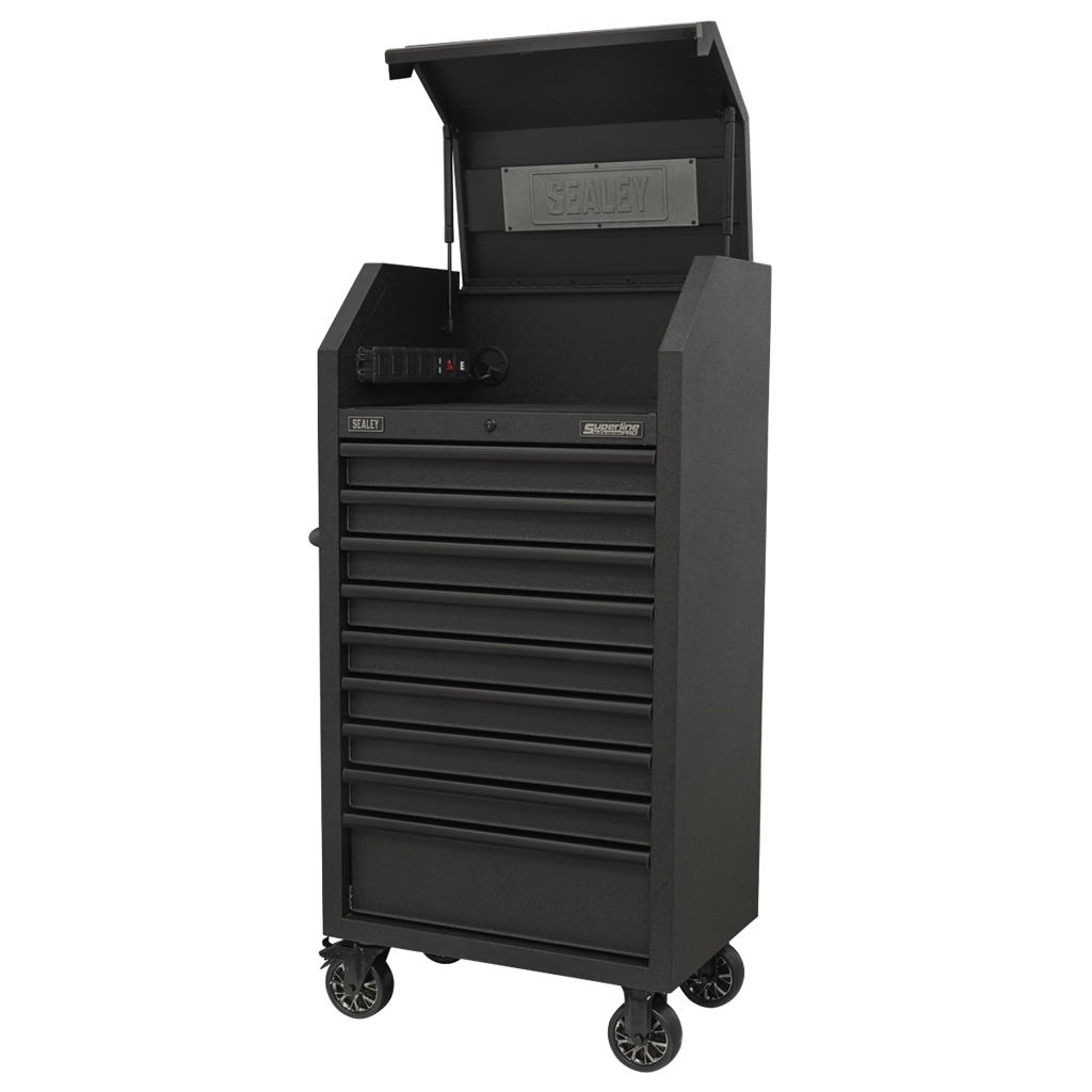 Superline PRO&#174; Black Edition Tower Cabinet with 9 Soft Close Drawers & Power Bar 690mm