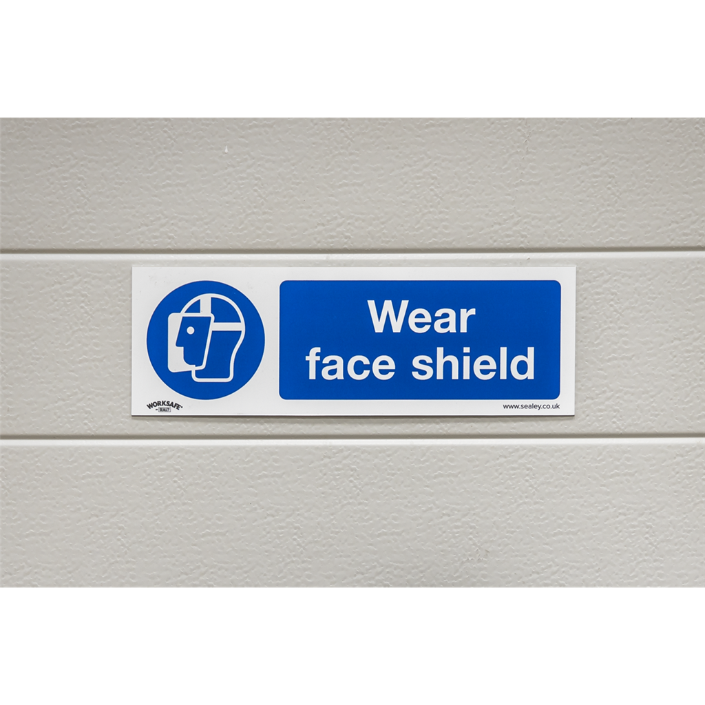 Worksafe&#174; Wear Face Shield Safety Sign, Self-Adhesive Vinyl - Pack of 10