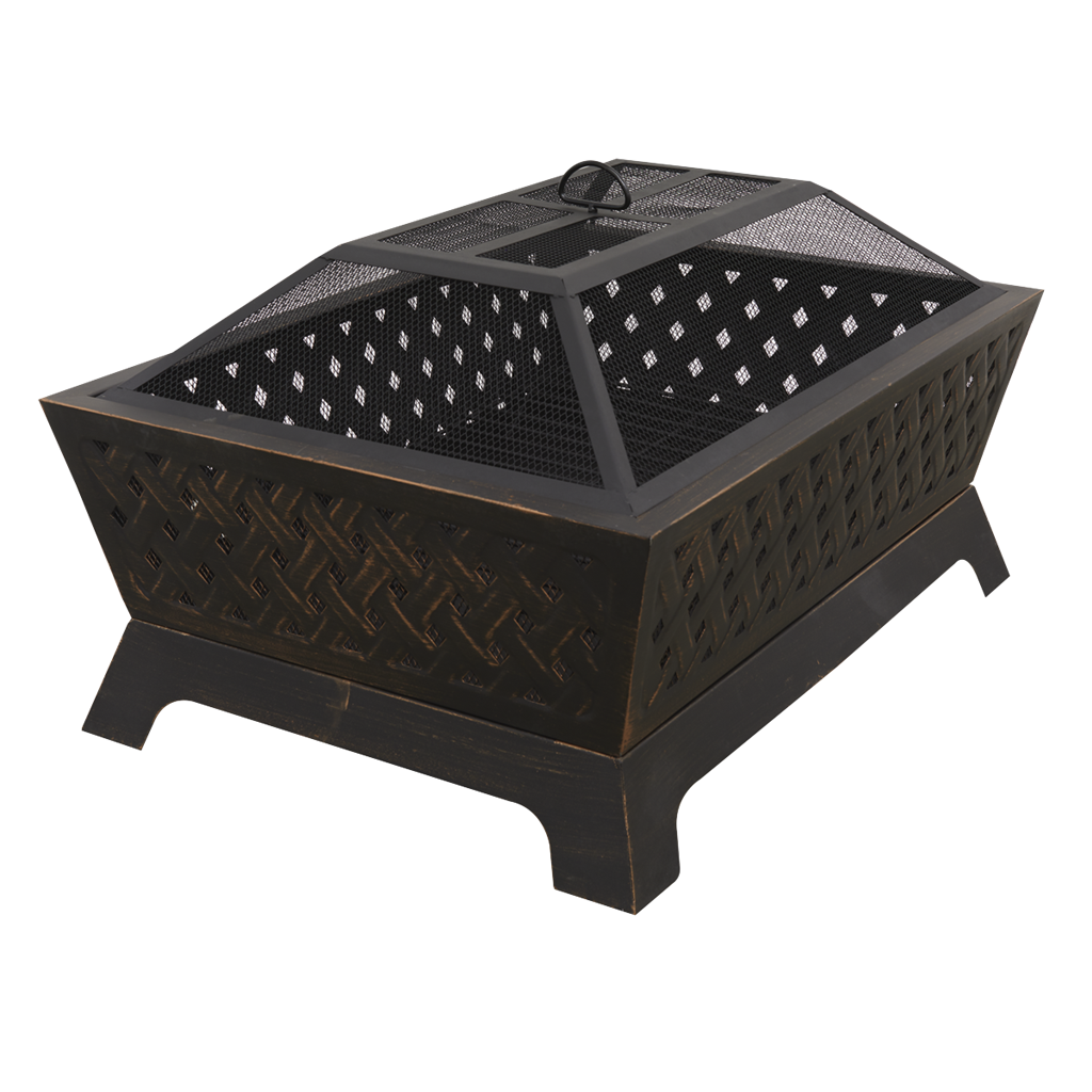 Dellonda 89cm Rectangular Outdoor Fire Pit, Antique Bronze Effect