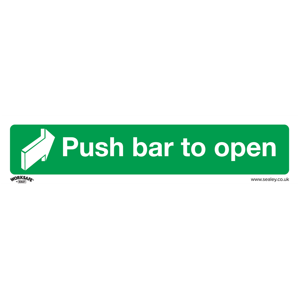 Worksafe&#174; Push Bar To Open Safety Sign - Self-Adhesive Vinyl