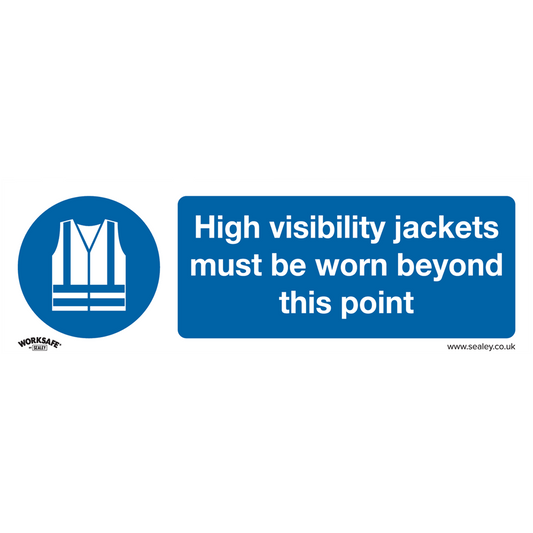 Worksafe&#174; High Visibility Jackets Must Be Worn Beyond This Point Safety Sign, Rigid Plastic - Pack of 10