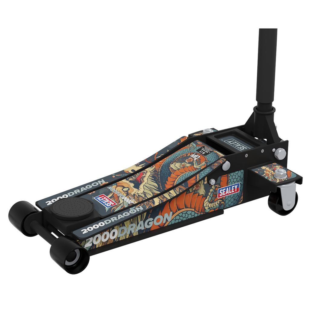 Low Profile Custom Design Trolley Jack with Rocket Lift 2 Tonne - Black