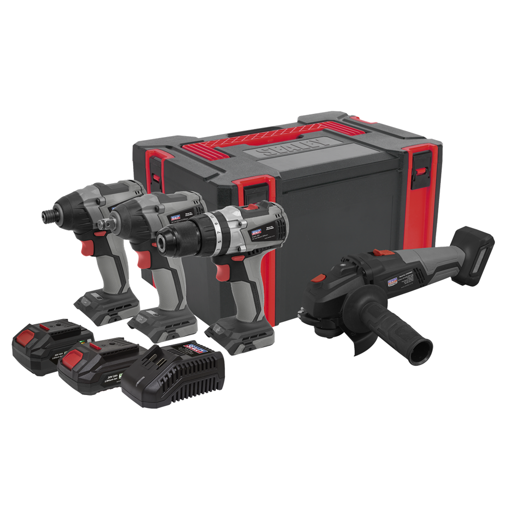 Premier 4 x SV20 Series Cordless Brushless Power Tool Kit 20V Euro Plug - 2 Batteries