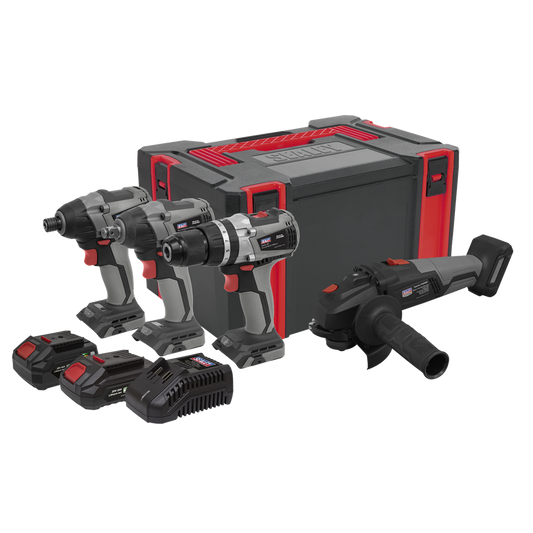 Premier 4 x SV20 Series Cordless Brushless Power Tool Kit 20V Euro Plug - 2 Batteries