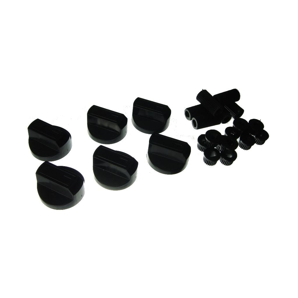 Universal Cooker, Oven & Grill Control Knobs with Adaptors - Black (Pack of 6) | Fits All Gas & Electric Cookers | Compatible Replacements by Ufixt
