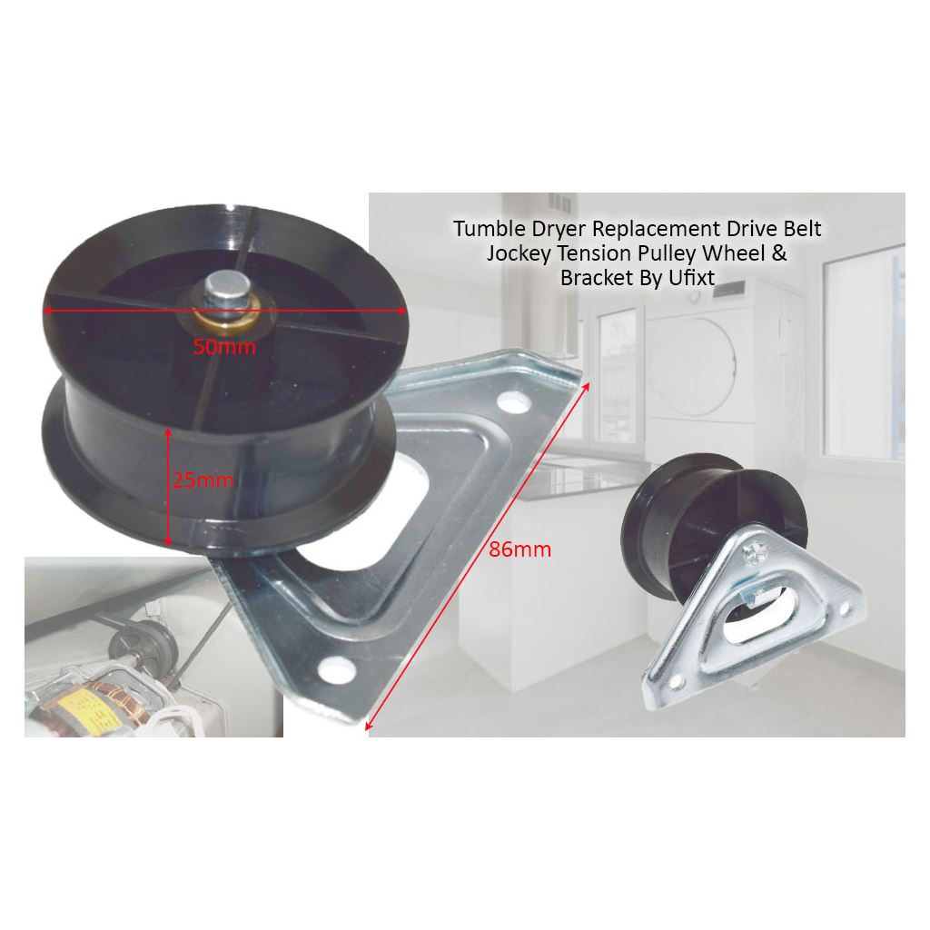 Tumble Dryer Replacement Drive Belt Jockey Tension Pulley Wheel & Bracket | Fits Hotpoint, Indesit & More | Ufixt