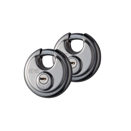 Van Vault Stainless Steel Disc Padlock Twin Pack - 70mm