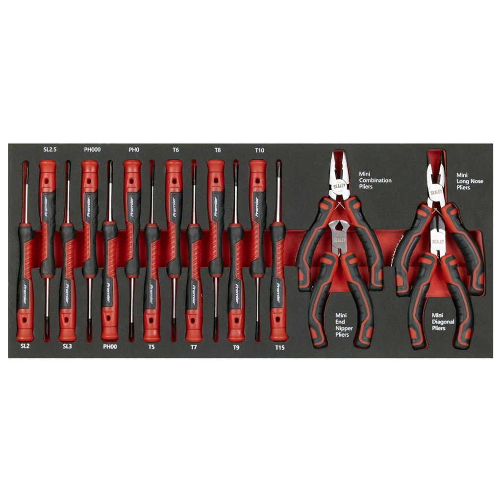 Premier Precision Screwdriver & Mini Pliers Set with Tool Tray 17pc