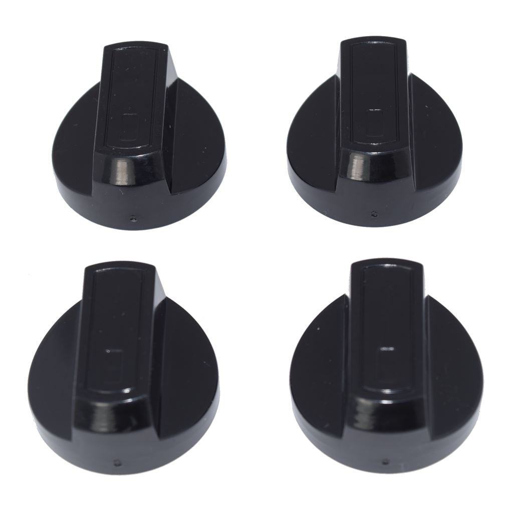 Universal Cooker, Oven & Grill Control Knobs and Adaptors - Black Fits Gas & Electric Cookers (Pack of 4) | Ufixt