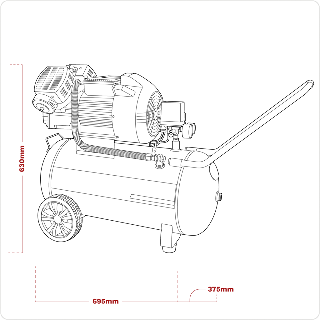 50L V-Twin Direct Drive Air Compressor 3hp