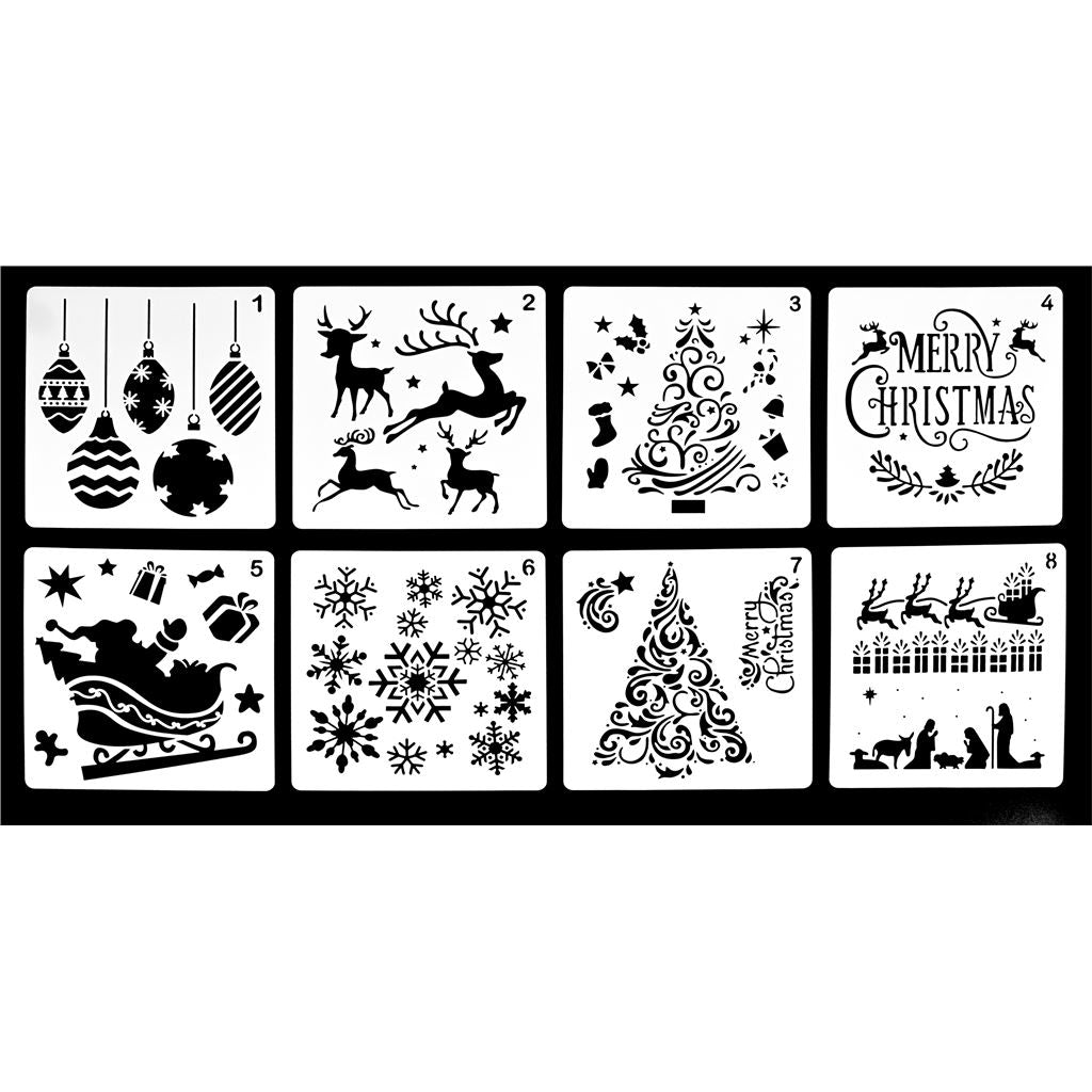 Xmas Haus Festive Stencil Pack of 8