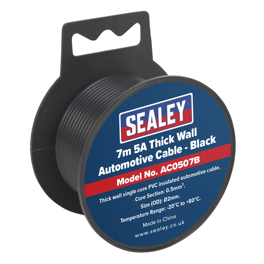 5A Thick Wall Automotive Cable 7m - Black