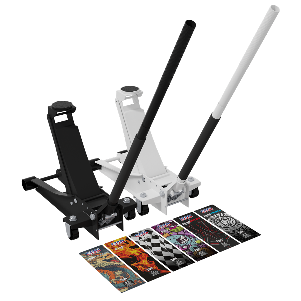 Low Profile Custom Design Trolley Jack with Rocket Lift 2 Tonne - Black