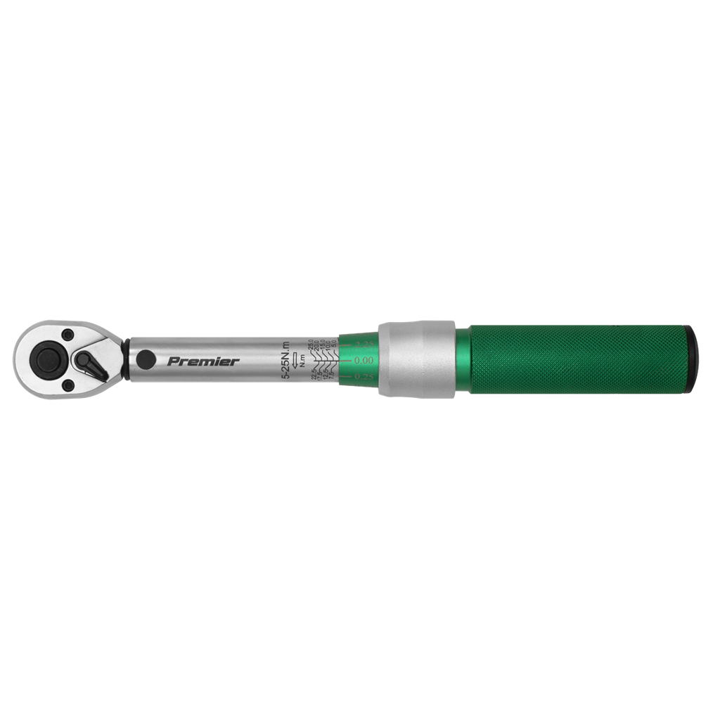 Premier Calibrated Micrometer Torque Wrench 1/4"Sq Drive 5-25Nm