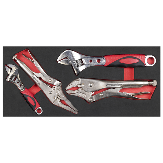 Premier Locking Pliers & Adjustable Wrench Set with Tool Tray 4pc