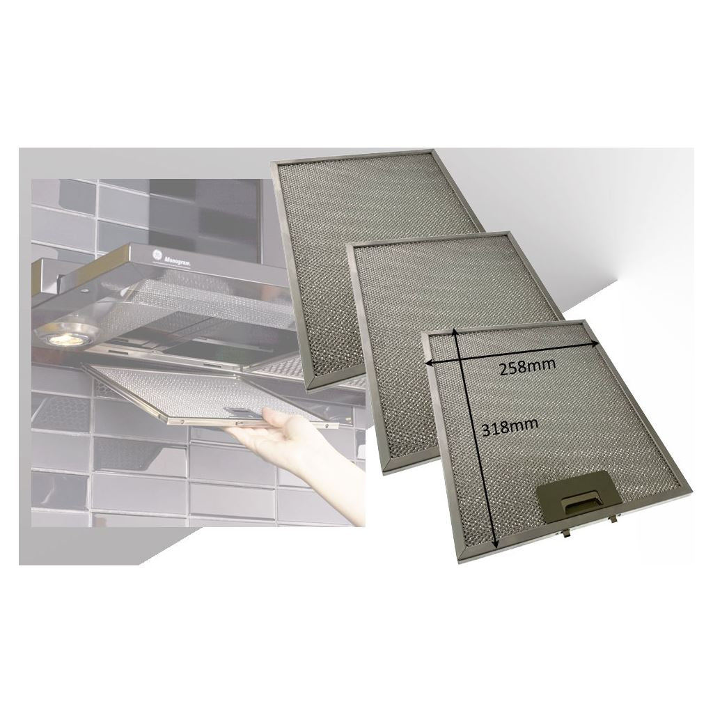 Triple Pack Universal Metal Cooker Hood Grease Filters 258mm x 318mm | Compatible Replacements by Ufixt