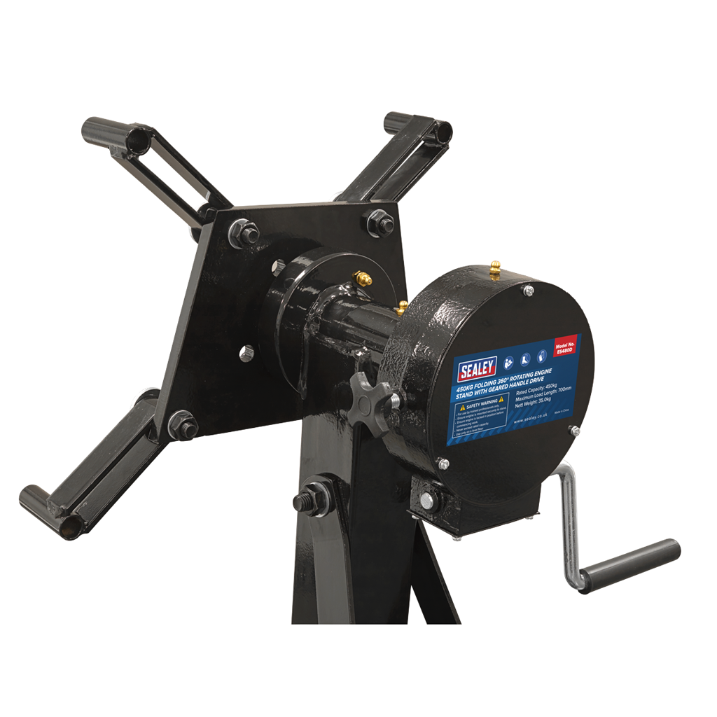Folding 360&#186; Rotating Engine Stand with Geared Handle Drive 680kg Capacity