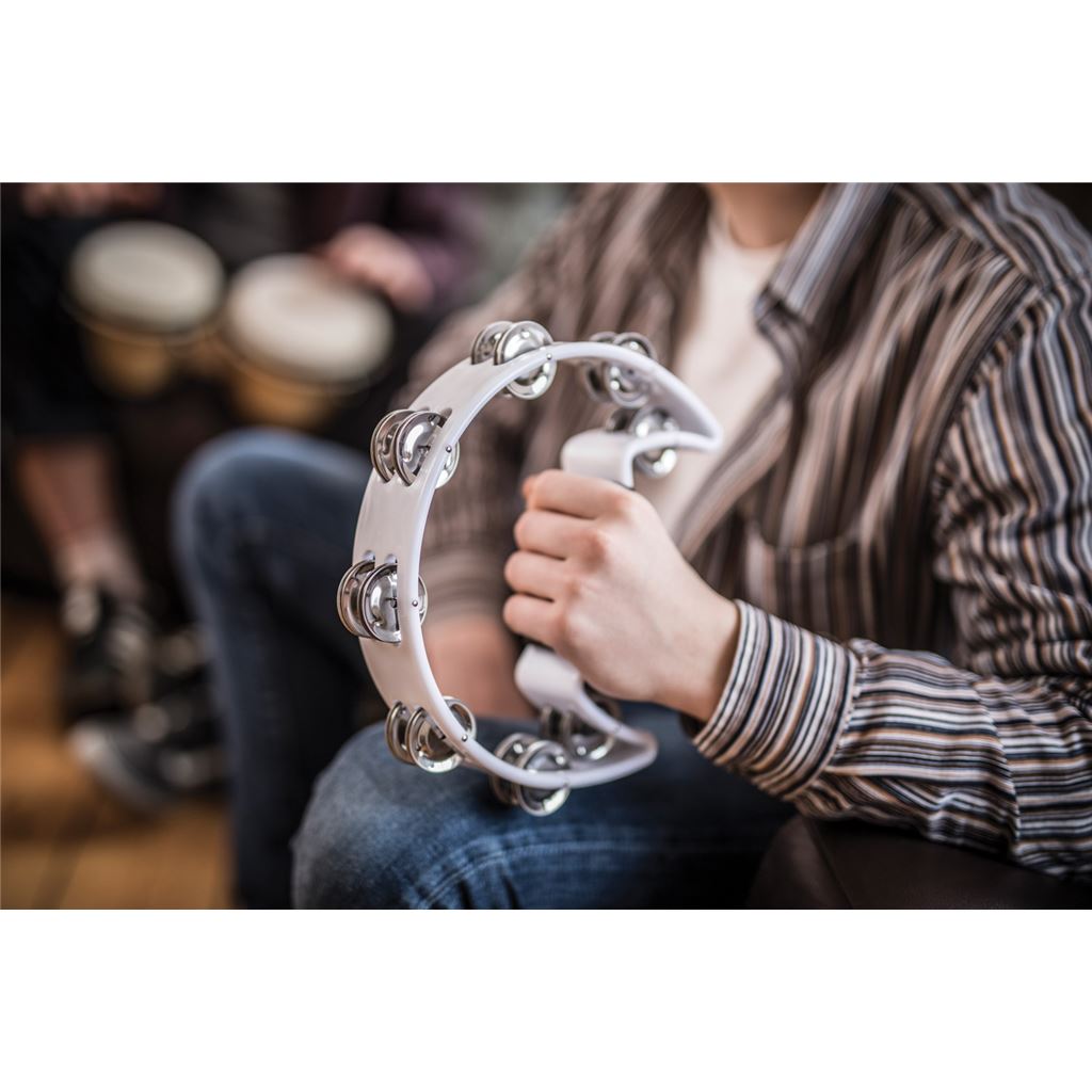 Tambourines - Single D - white - TAMB-SD-WH