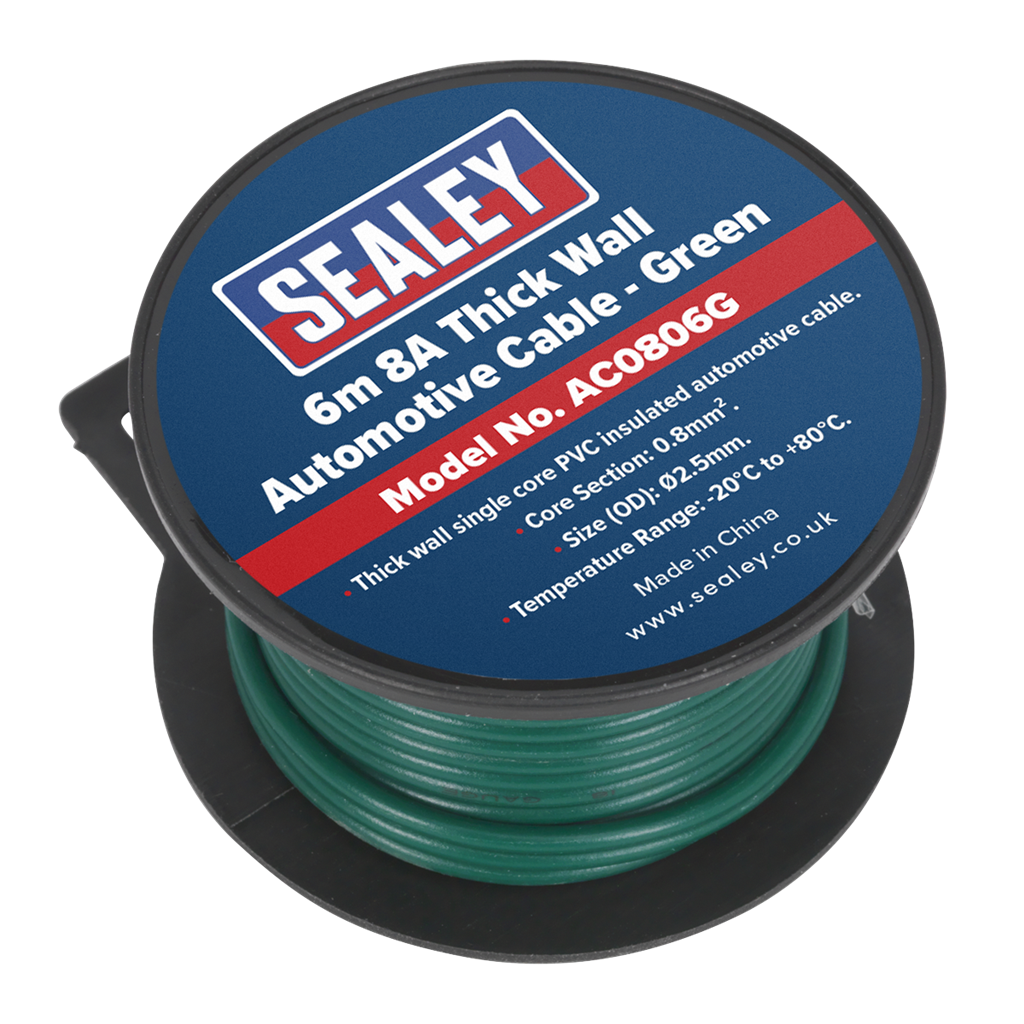 8A Thick Wall Automotive Cable 6m - Green