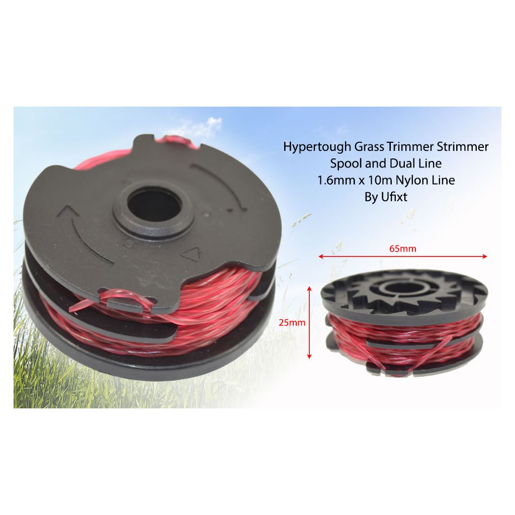 Hyper Tough-Compatible Grass Strimmer Spool & Dual Line 1.6mm x 10m - Replacement for TLH-01