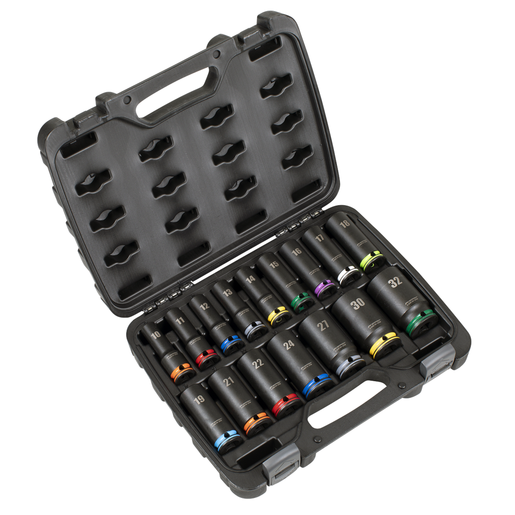 Lock-On? Deep Impact Socket Set 1/2"Sq Drive 16pc