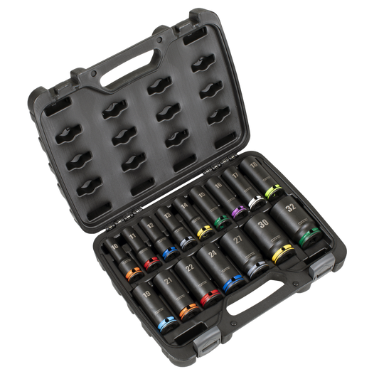 Lock-On? Deep Impact Socket Set 1/2"Sq Drive 16pc