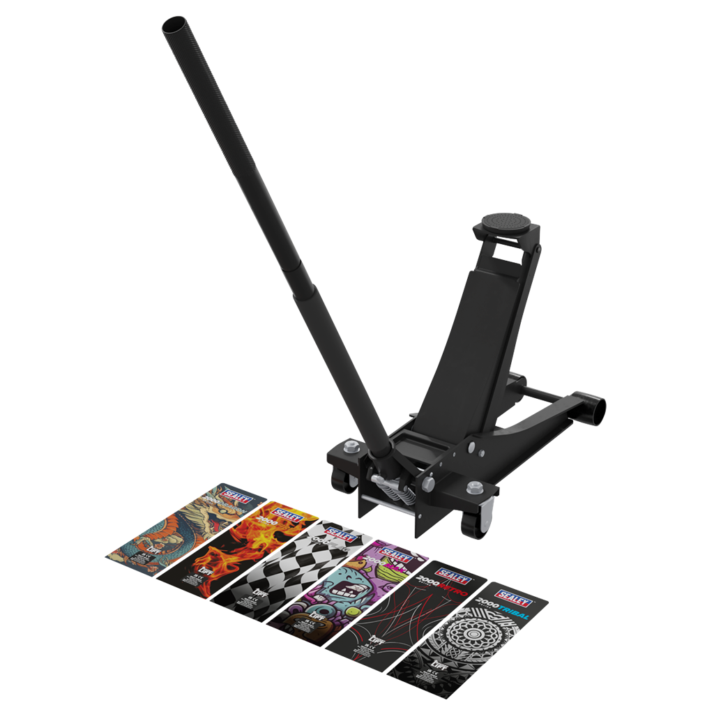 Low Profile Custom Design Trolley Jack with Rocket Lift 2 Tonne - Black