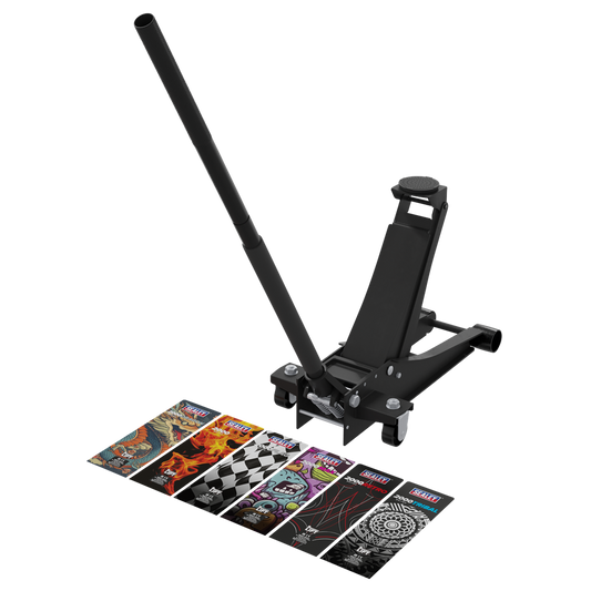 Low Profile Custom Design Trolley Jack with Rocket Lift 2 Tonne - Black