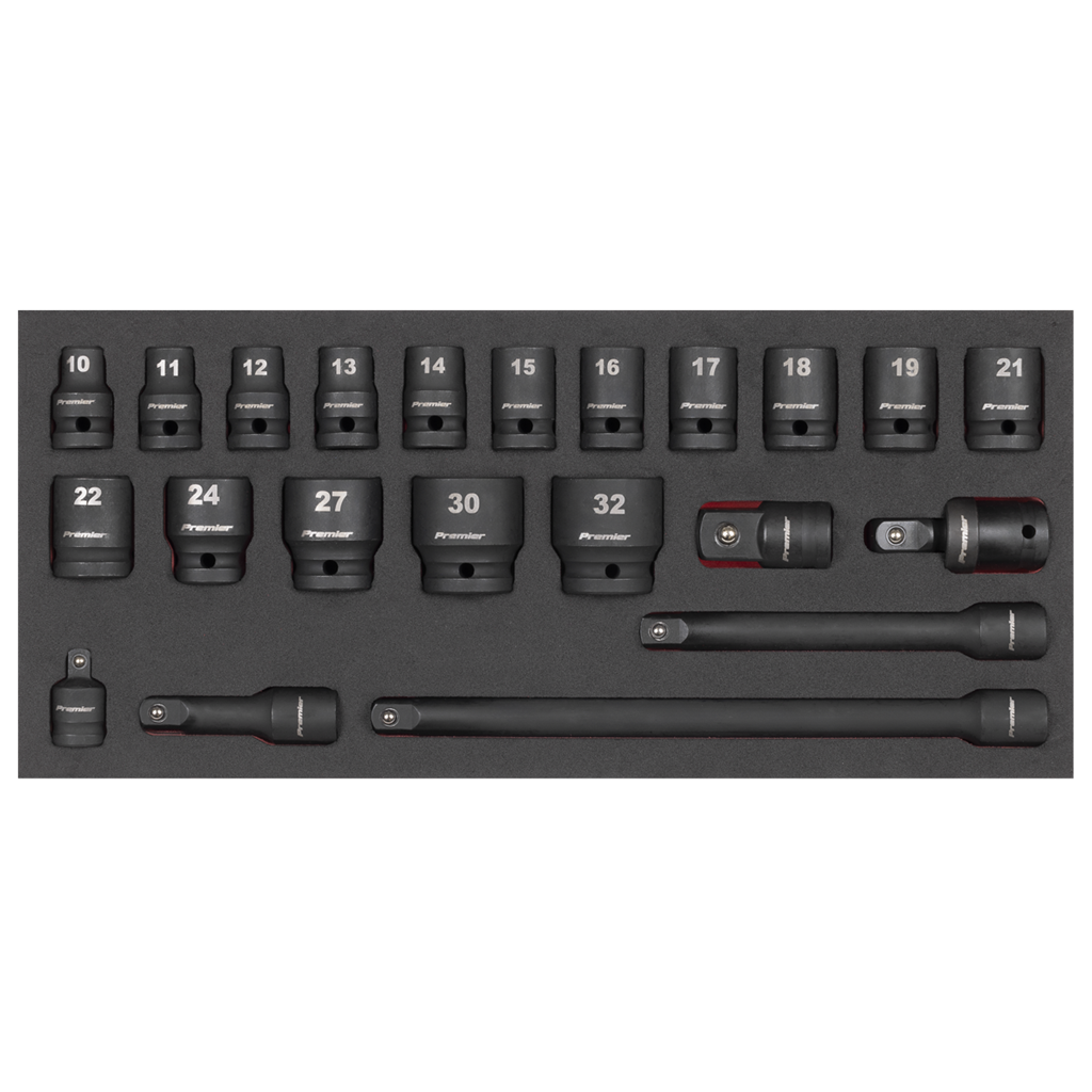 Premier Impact Socket Set with Tool Tray 1/2"Sq Drive 22pc