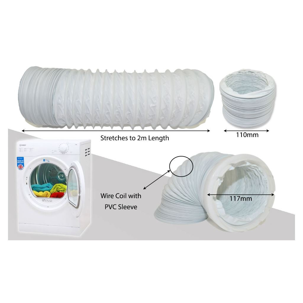 Hotpoint Tumble Dryer Vent Hose and Adaptor Kit – 2 Metres, 4 Inch | Compatible Replacement by Ufixt