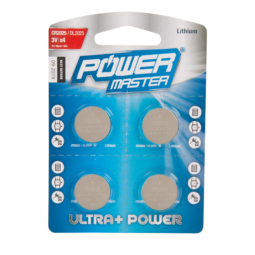 Powermaster Lithium Button Cell Battery CR2025 4pk - CR2025