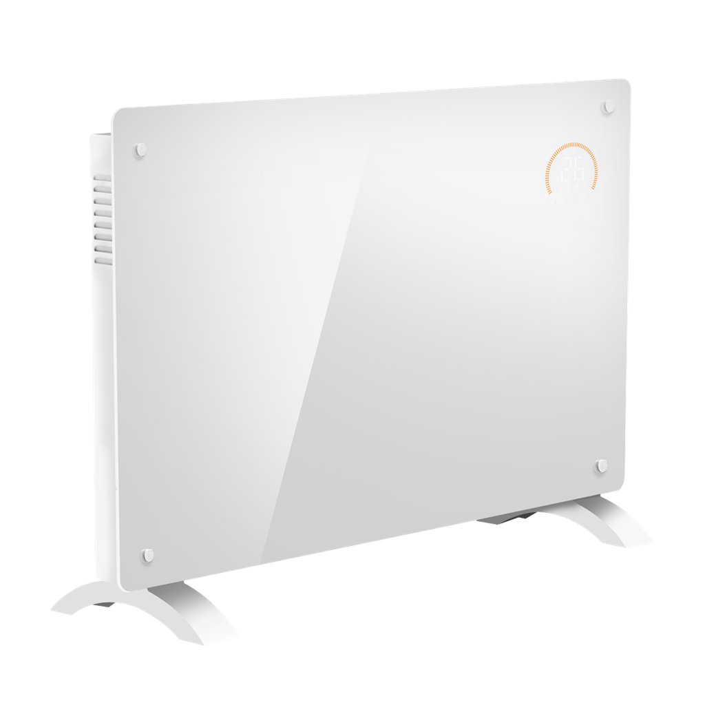 Baridi Electric Glass Panel Heater, 2000W, Thermostat Controlled 24Hr 7 Day Timer, Wi-Fi Enabled, Remote Control, White - DH140