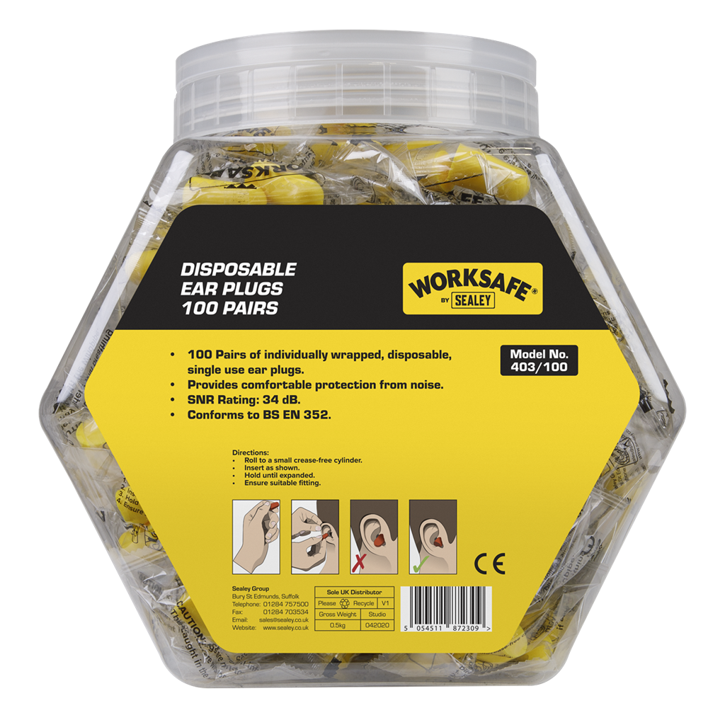 Worksafe&#174; Disposable Ear Plugs - 100 Pairs