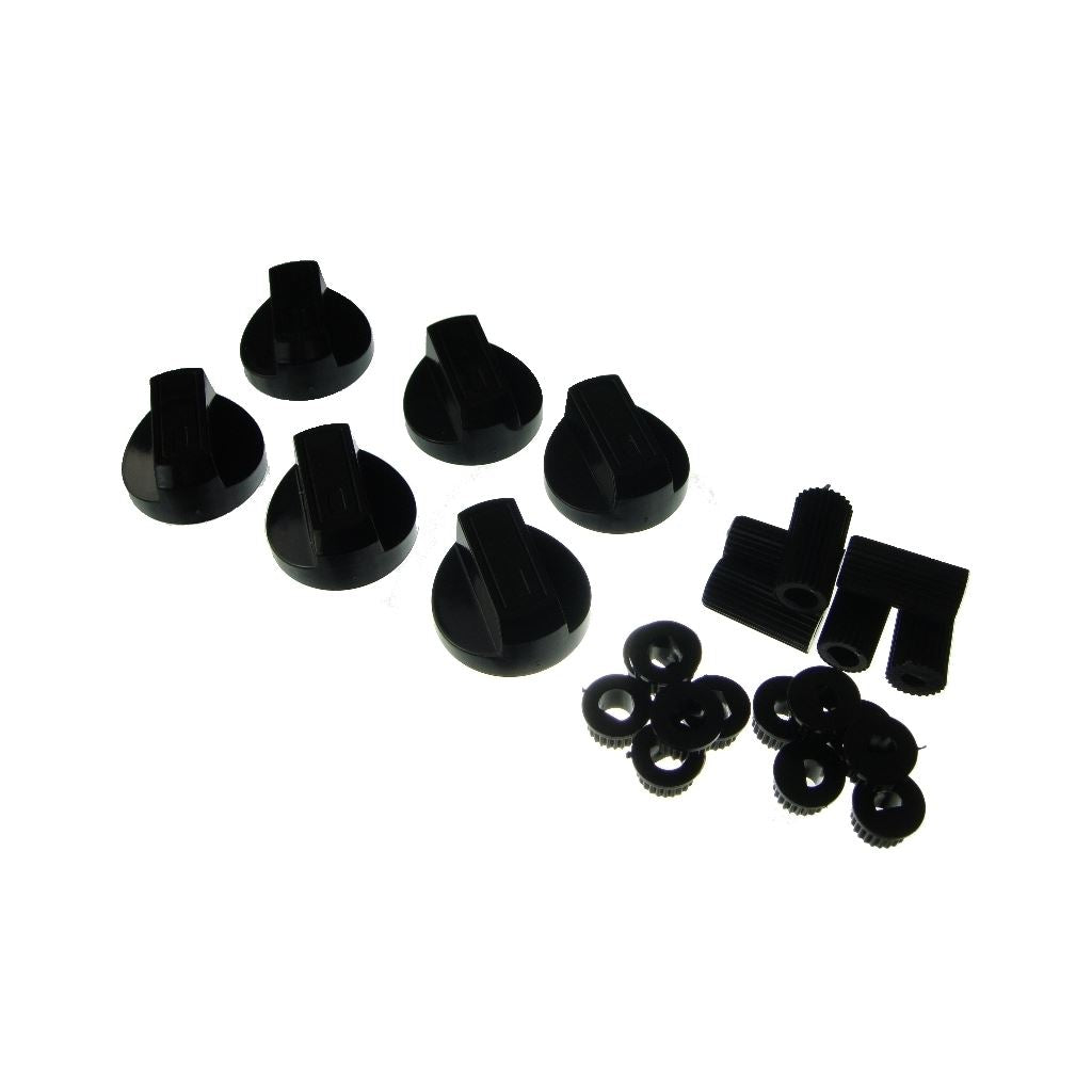 Universal Cooker, Oven & Grill Control Knobs with Adaptors - Black (Pack of 6) | Fits All Gas & Electric Cookers | Compatible Replacements by Ufixt