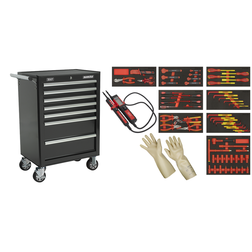 63pc Insulated Tool Kit with 7 Drawer Rollcab