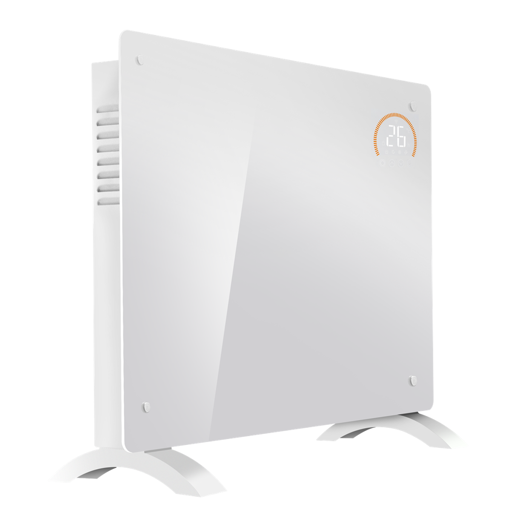 Baridi Electric Glass Panel Heater, 1500W, Thermostat Controlled 24Hr 7 Day Timer, Wi-Fi Enabled, Remote Control, White - DH138