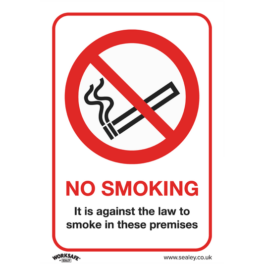 Worksafe&#174; No Smoking On Premises Safety Sign, Self-Adhesive Vinyl - Pack of 10