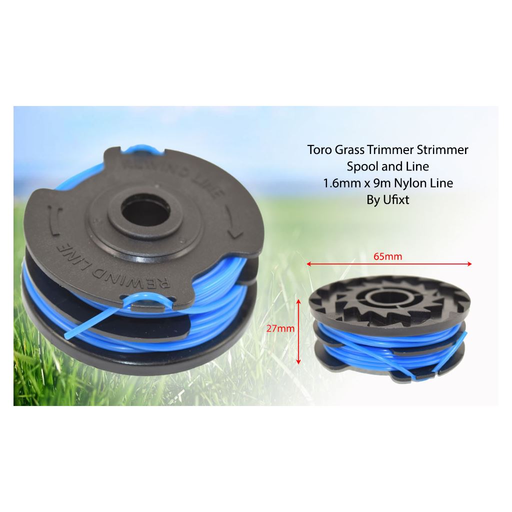 Toro-Type Strimmer Spool & Dual Line - 1.6 mm &#215; 9 m | Compatible Replacement for 88525 & 88512 | Ufixt