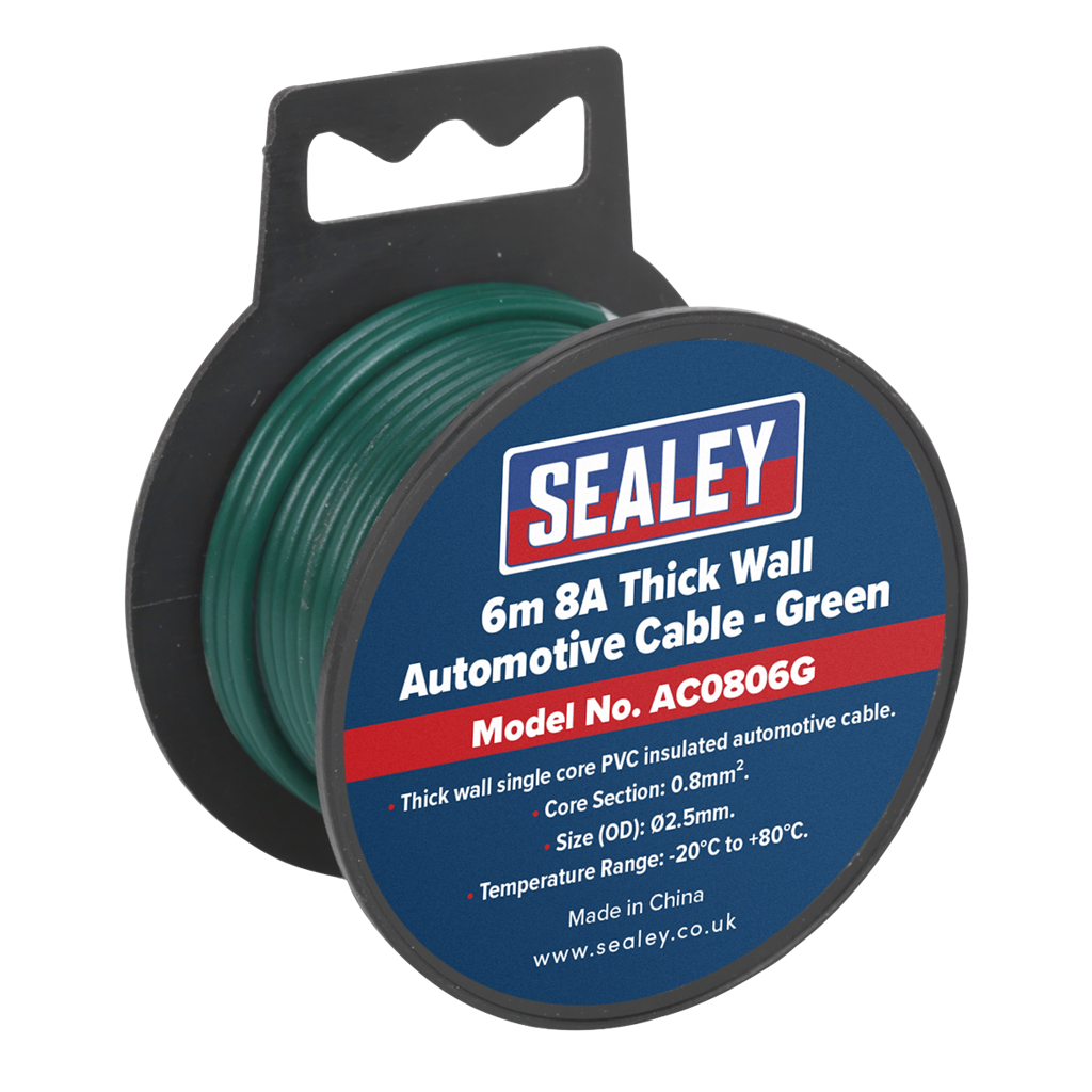 8A Thick Wall Automotive Cable 6m - Green