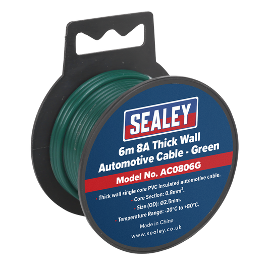 8A Thick Wall Automotive Cable 6m - Green