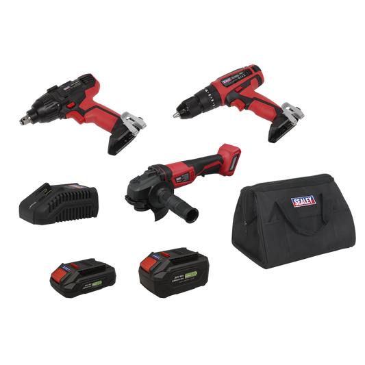 3 x SV20 Series Cordless Power Tool Kit 20V Euro Plug - 2 Batteries