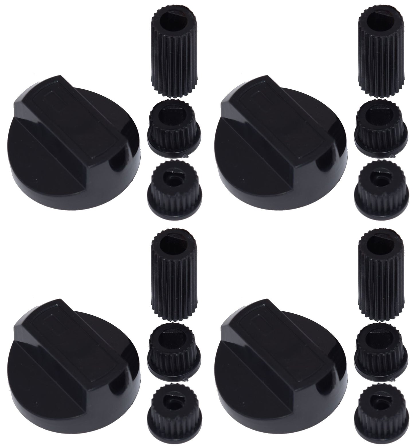 Universal Cooker, Oven & Grill Control Knobs and Adaptors - Black Fits Gas & Electric Cookers (Pack of 4) | Ufixt