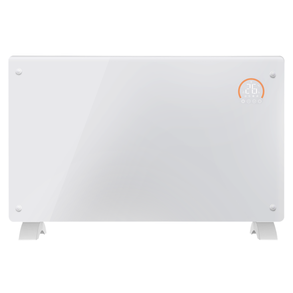 Baridi Electric Glass Panel Heater, 2000W, Thermostat Controlled 24Hr 7 Day Timer, Wi-Fi Enabled, Remote Control, White - DH140