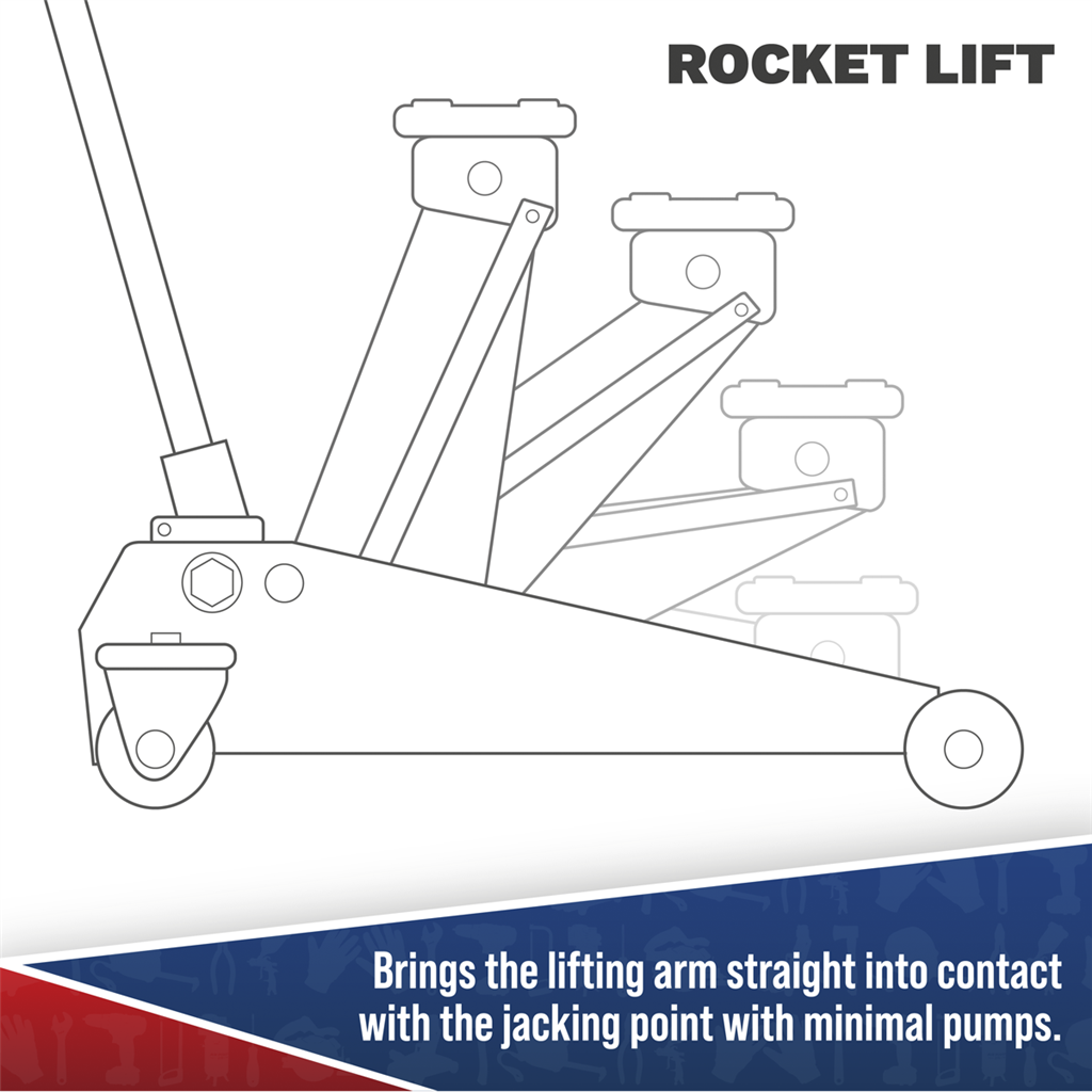 Viking Low Profile Professional Long Reach Trolley Jack with Rocket Lift 2 Tonne