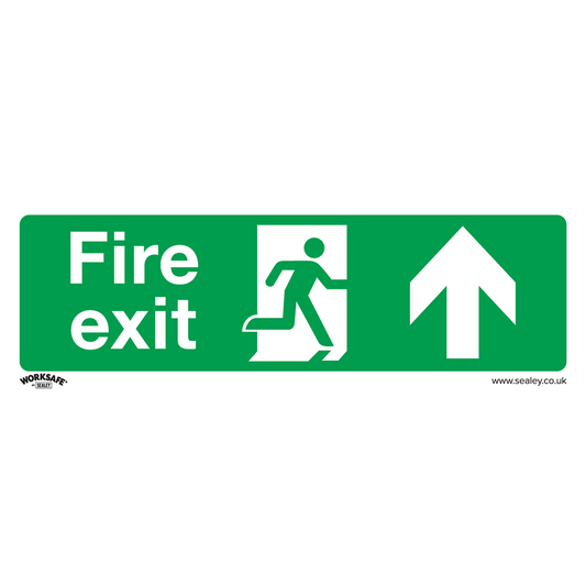 Worksafe&#174; Fire Exit (Up) Safety Sign, Self-Adhesive Vinyl - Pack of 10