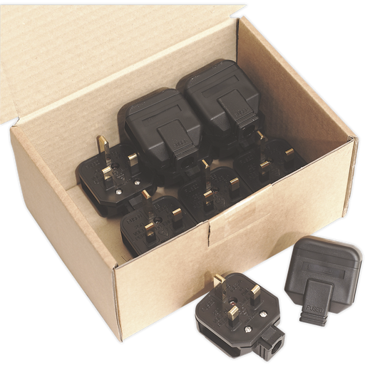 13A Heavy-Duty Plug, Black - Pack of 10