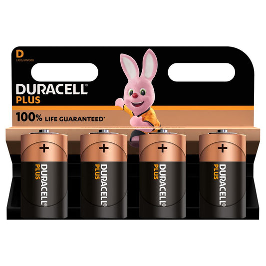 Duracell Plus Power Alkaline Batteries - 100% 4 Pack